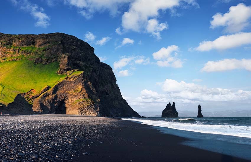 Black sand beaches