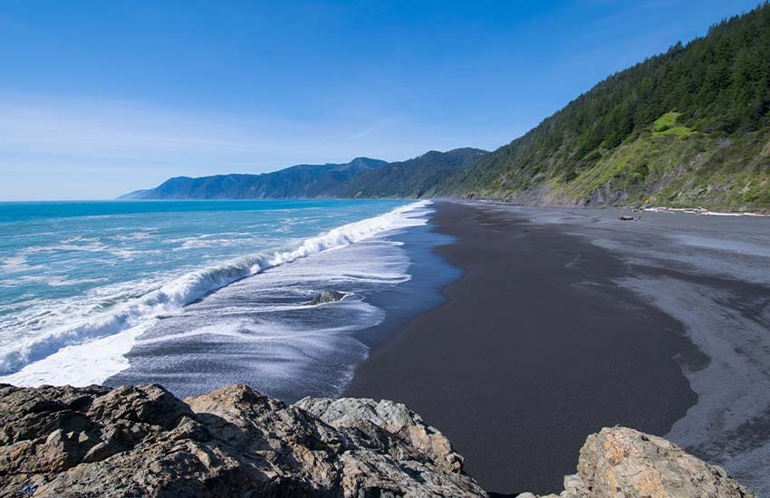 Black sand beaches