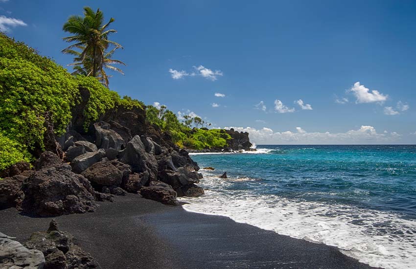 Black sand beaches